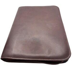 Day-Timer Brown Leather Zipper Closure 7 Ring Day Planner